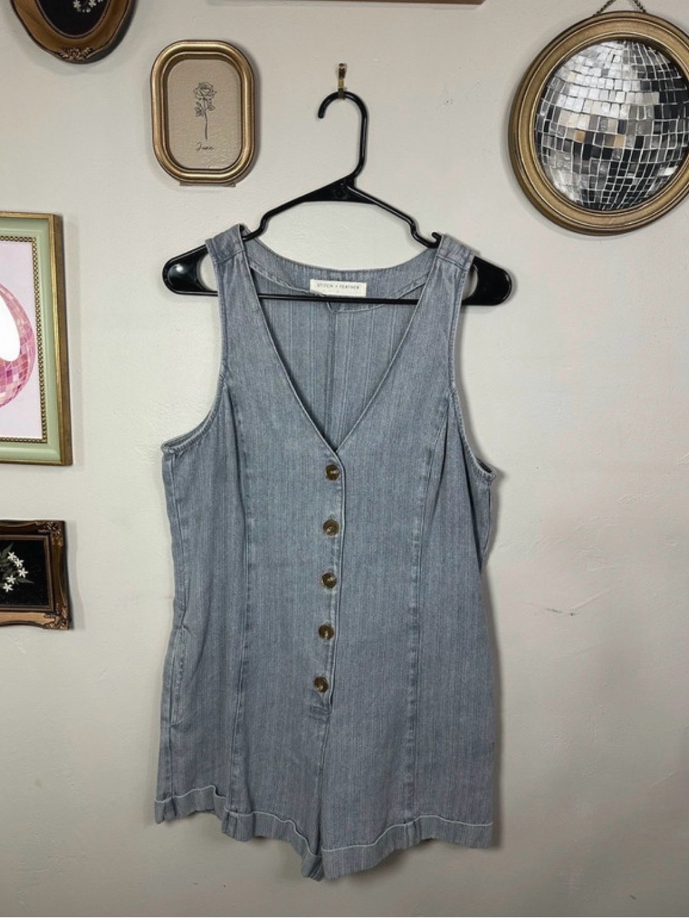 Stitch + Feather Light Denim Romper